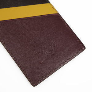 Porta carte tasche oblique - marrone/giallo/bordeaux