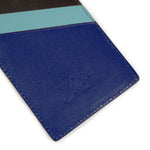 Porta carte tasche oblique - blu/azzurro/marrone