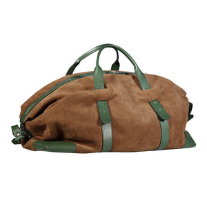 Gentlemen's suede travel bag - verde/marrone