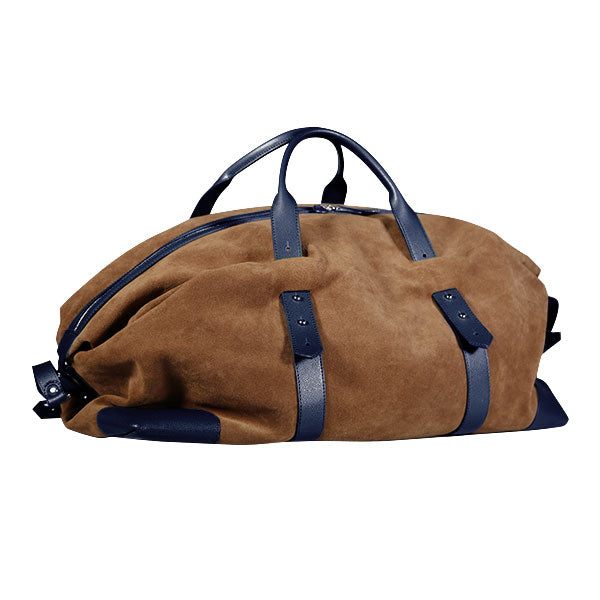Gentlemen's suede travel bag - blu /marrone